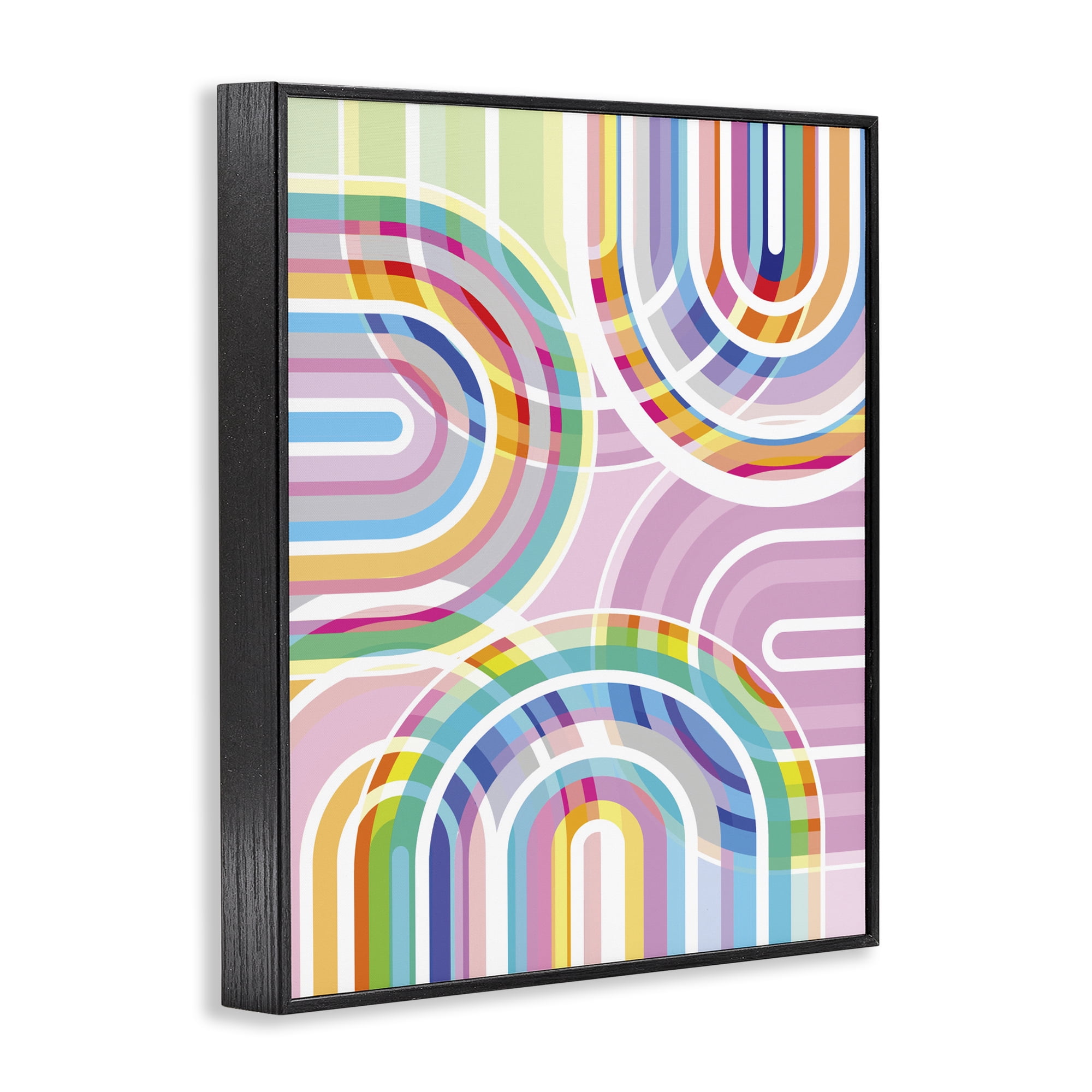 Stupell Industries Bright Playful Rainbow Arches Black Framed Giclee Art, design by Amber Sterling