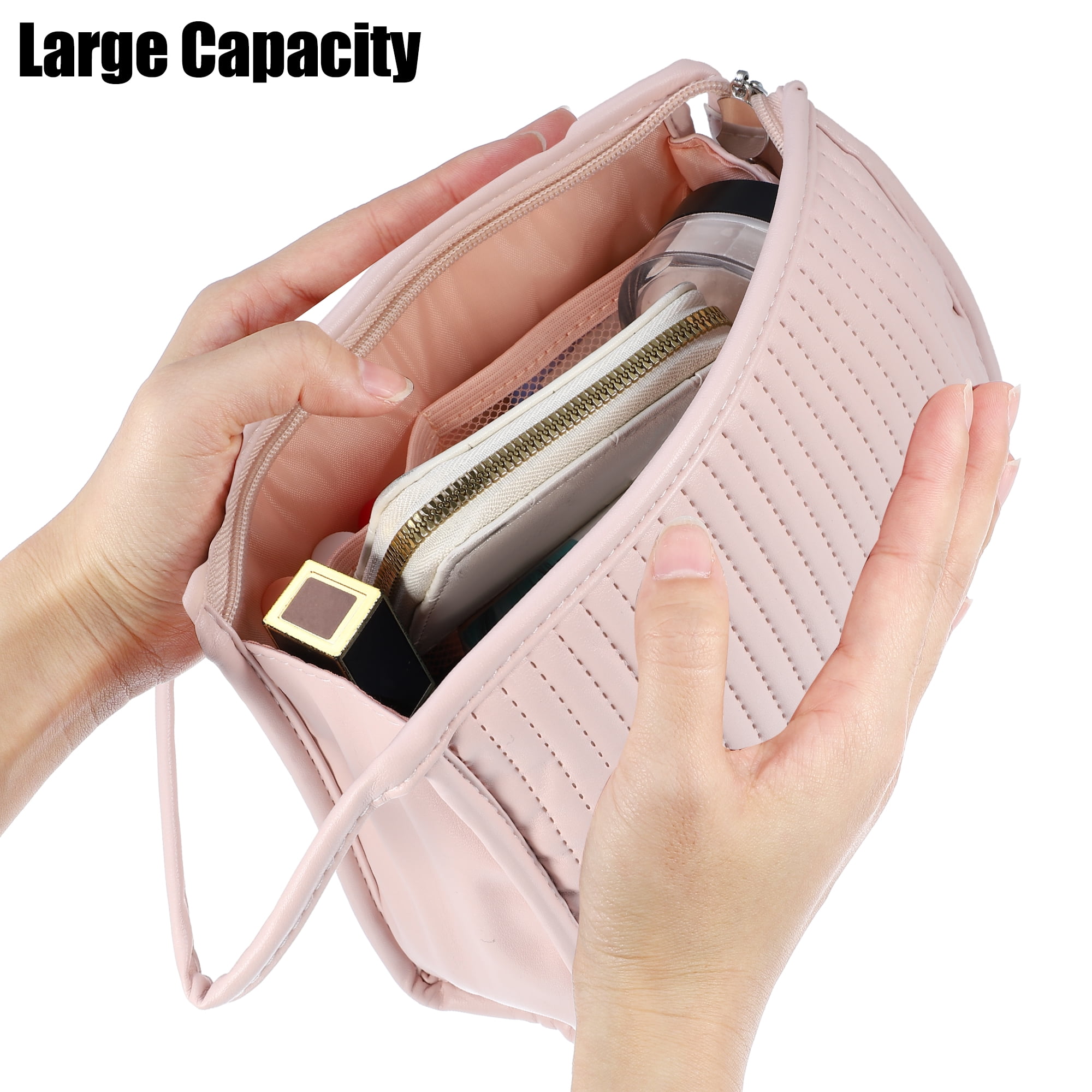 Unique Bargains Floral Makeup Bag Zipper Flower Cosmetic Pouch Pink