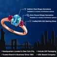 thumbnail image 2 of Gem Stone King 2.00 Ct Oval Swiss Blue Topaz Red Created Ruby 18K Rose Gold Plated Silver Ring, 2 of 6