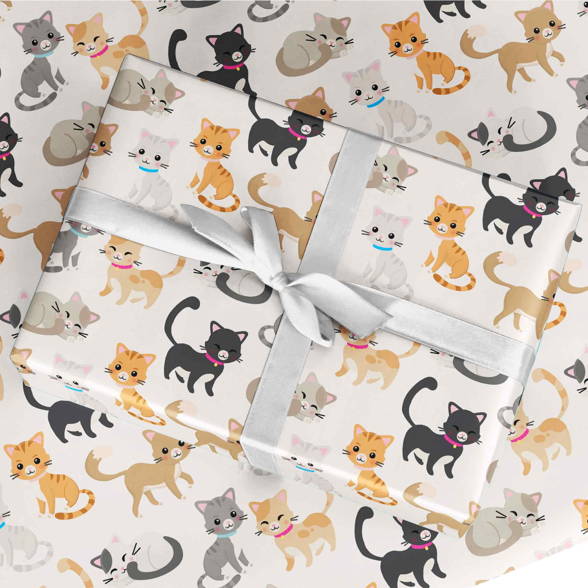  CENTRAL 23 Birthday Wrapping Paper - Cats in Party Hats - 6  Sheets of Wrapping Paper for Her - For Girls and Boys - Cat Gift Wrap for  Pet Owner With Tags - Recyclable : Pet Supplies