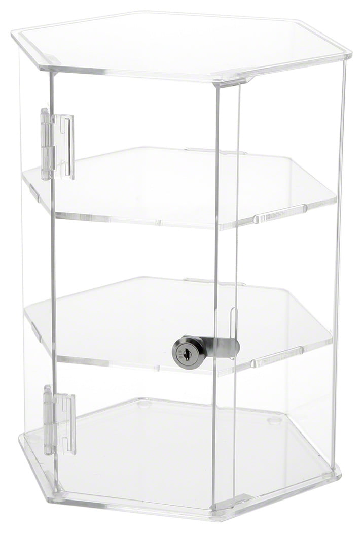 Acrylic Counter Top Display Case 9.5" x 9.5" x 19"Locking Cabinet Showcase Boxes 