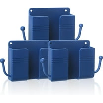 3 Pcs Wall Mount Phone Holder, Phone Stand for Bed, Wall Mounted Shower Phone Holder Remote Control Holder with Hooks, Self-Adhesive Universal Media Organizer Storage Box