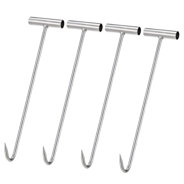 Uxcell 15.35" THandle Meat Boning Hook, Stainless Steel T Hooks for Butcher Shop 4Pack