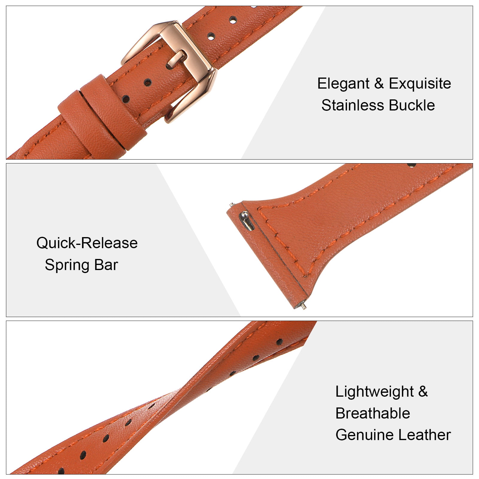 Genuine Leather Watch Band 20mm Quick Release Elegant Top  display picture 3