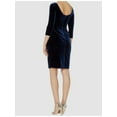 thumbnail image 2 of ALEX EVENINGS Womens Blue Stretch Pleated Ruched Beaded Embellishment Zippered 3/4 Sleeve Scoop Neck Knee Length Party Faux Wrap Dress 8, 2 of 2
