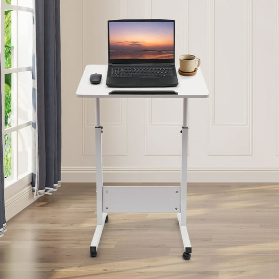 24*16 Inch 180° Adjustable Height Standing Desk Portable Laptop Desk White
