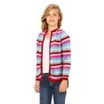thumbnail image 5 of Cyndeelee Girls Long Sleeve Stripe Knit Button Up Crewneck Cardigan Sweater (Red Stripe, 4T), 5 of 5