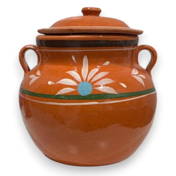 Artisan Mexican Clay Bean Pot Olla, Michoacan Style by Adelitas