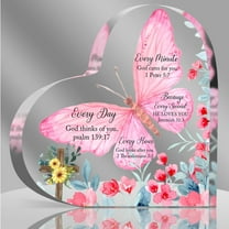 Christian Gifts Religious Scripture Gifts for Women Bible Verse Inspirational Heart Shaped Acrylic Desk Decor Perfect Birthday Present for Women of Faith Because Every Second He Loves 5.9x5.9 Inch