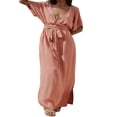 thumbnail image 1 of Robe Bohème Formelle pour Femmes Manches Courtes Robe de Soirée avec Ceinture, 1 of 9