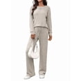 thumbnail image 2 of Pijama de Dos Piezas para Mujer, Moda de Otoño, Traje de Punto Acanalado, Ropa Deportiva Informal de Larga. Colorante de Avena L, 2 of 9