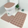 thumbnail image 2 of Beige Brown and Red Checkered Pattern Bathroom Rugs Sets 3 Piece,Toilet Cover Set,Absorbent Non Slip Bathroom Mats Sets with U-Shaped Contour Rug Toilet Rug Set, 2 of 5