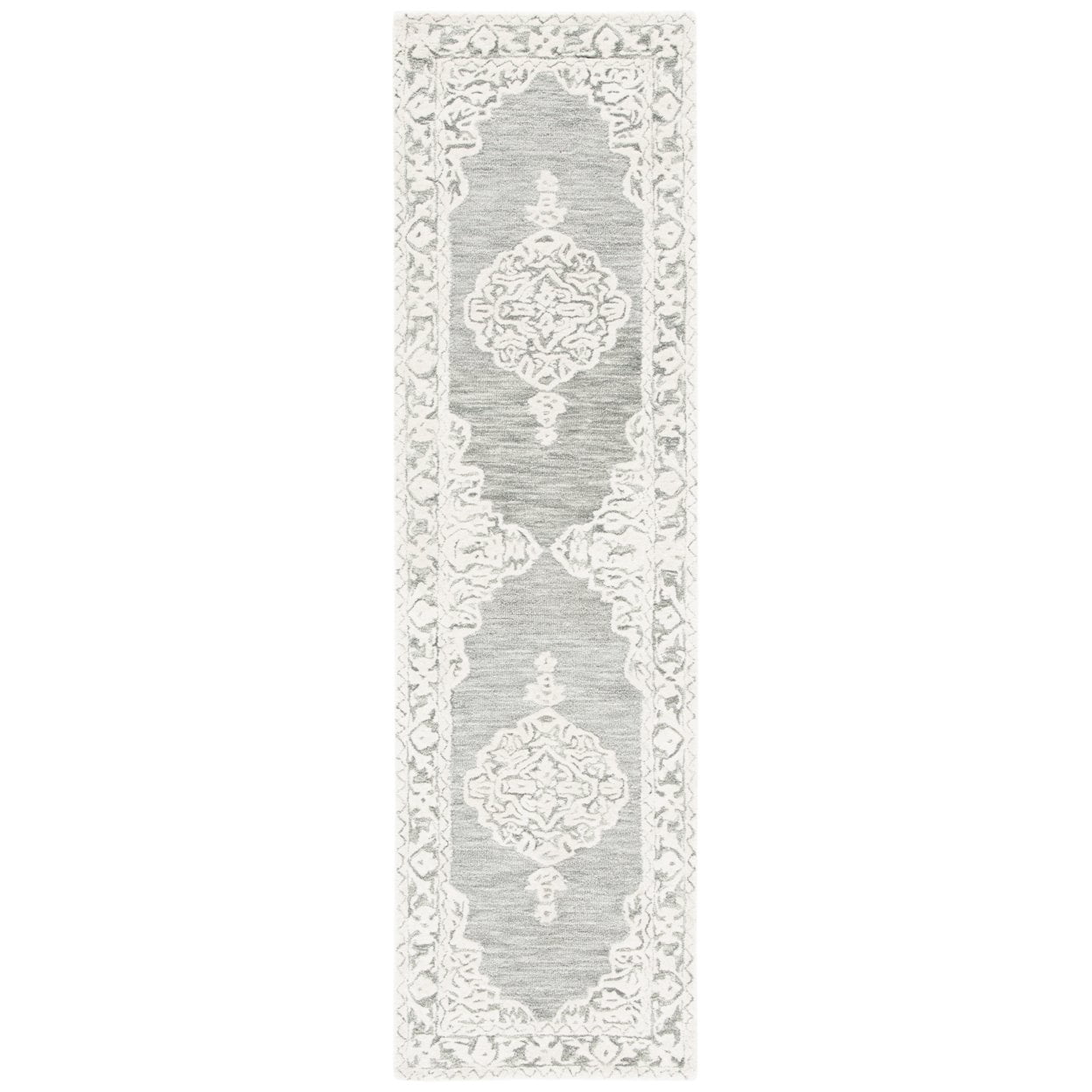 SAFAVIEH Micro-Loop Antonio Medallion Area Rug, Grey/Ivory, 4' x 6'