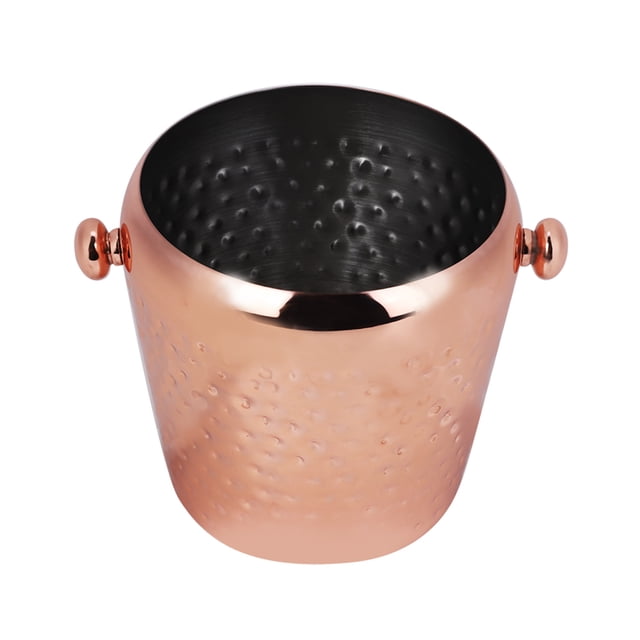 Cubo de hielo de acero inoxidable de 1 l, contenedor para cubitos de hielo, para uso doméstico en hoteles (oro rosa)