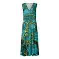 thumbnail image 4 of Robes d'Été pour Femmes, Jolies Robes Décontractées à Fleurs à Col en V Sans Manches, Robes Maxi, Robes Fluides pour Femmes, 4 of 6