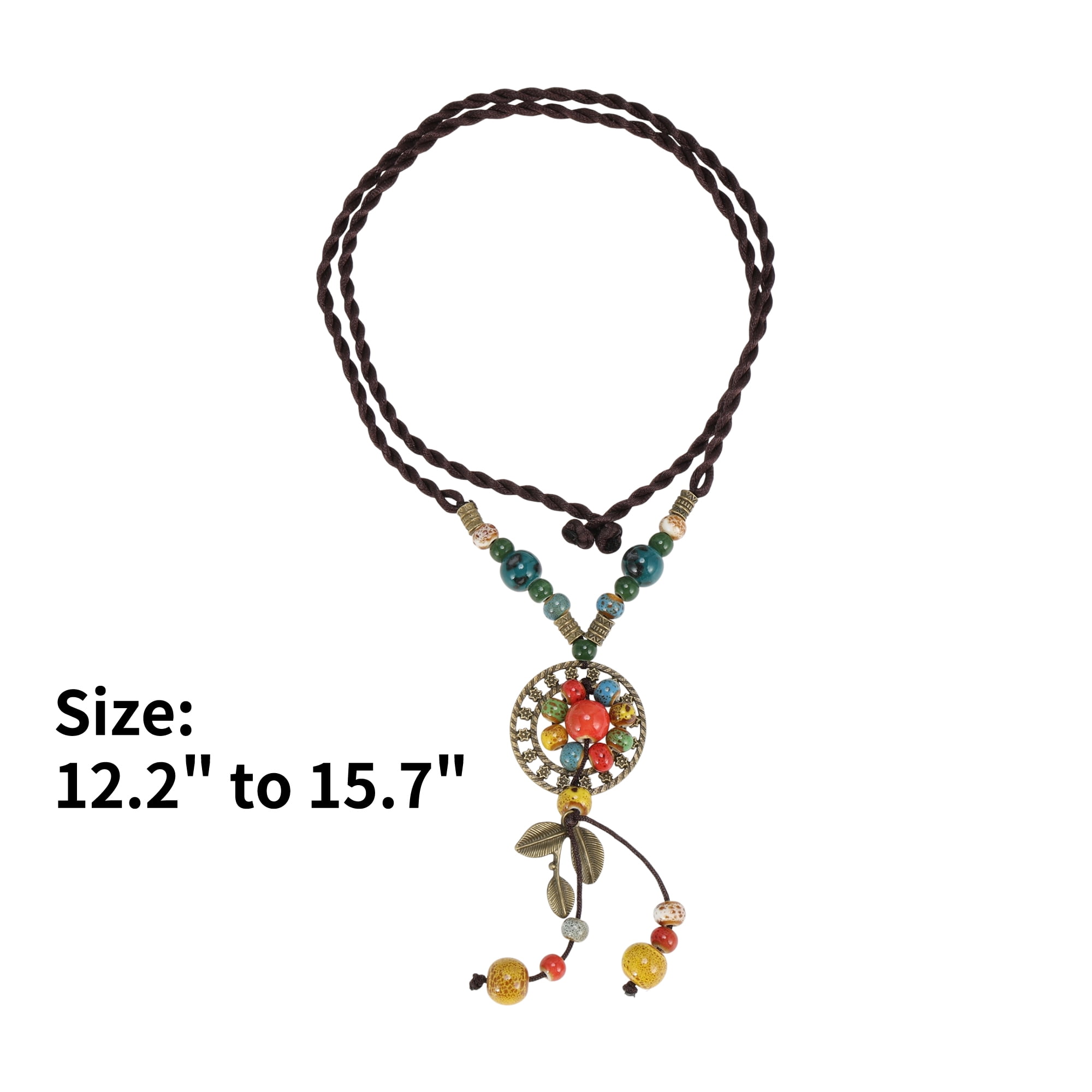 Unique Bargains Long Pendant Bohemian Long Sweater Necklace 12.2" to 15.7" Colorful 1Pc