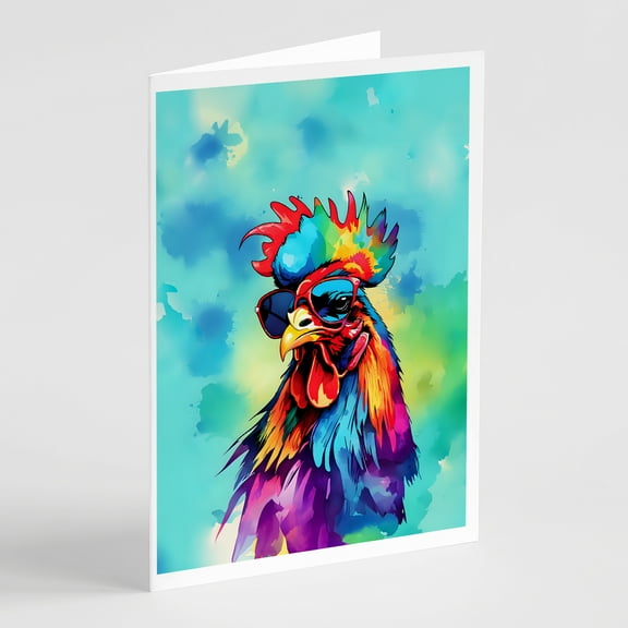 Hippie Animal Rooster Greeting Cards Pack of 8 7 in x 5 in