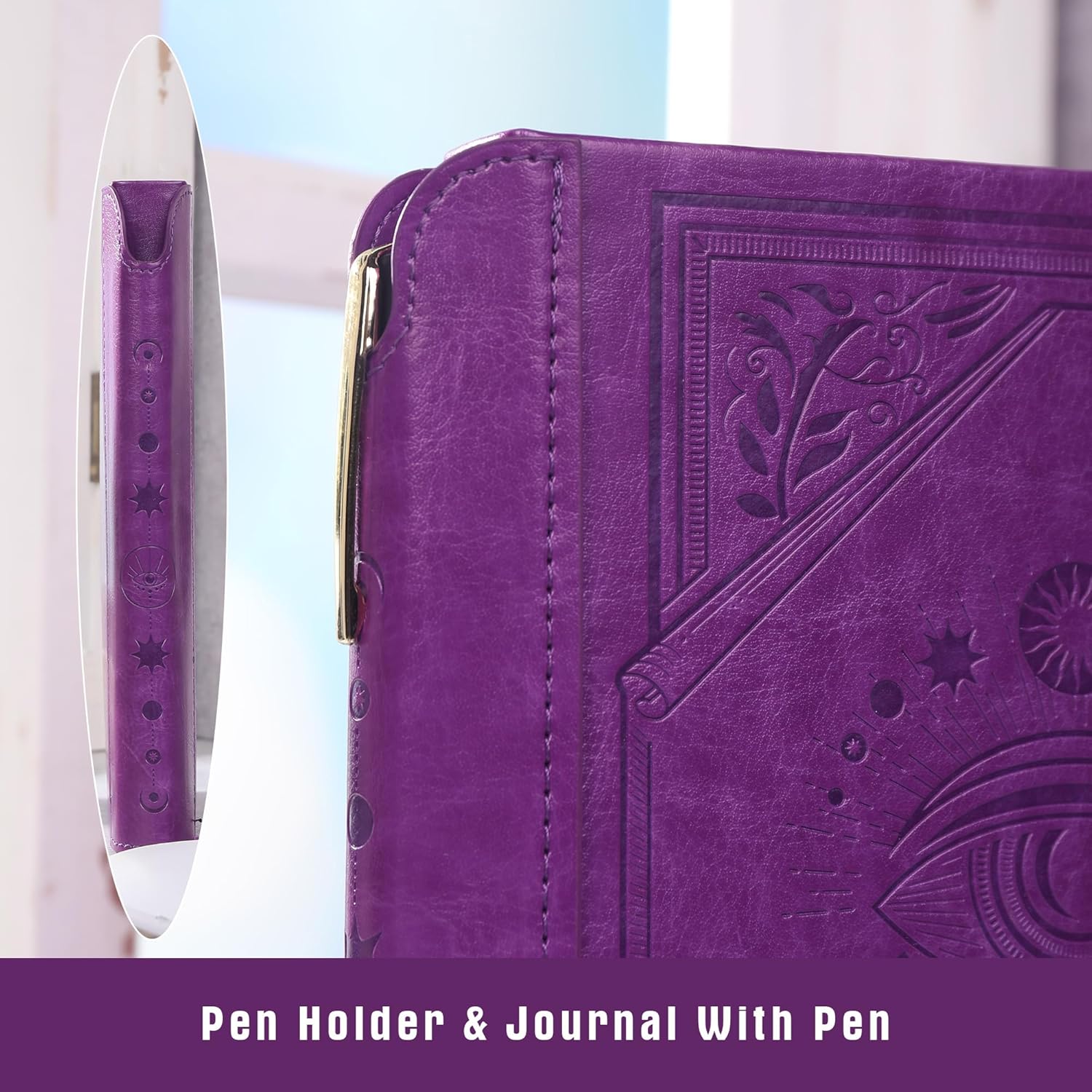 Lined Journal Notebook for Women Men, Leather Journal with Pen, A5 Evil Eye Hardcover Notebook for Work, Journaling, Travel & School, 100 GSM Thick Paper, 320 Numbered Pages, 6.2 x 8.3 in