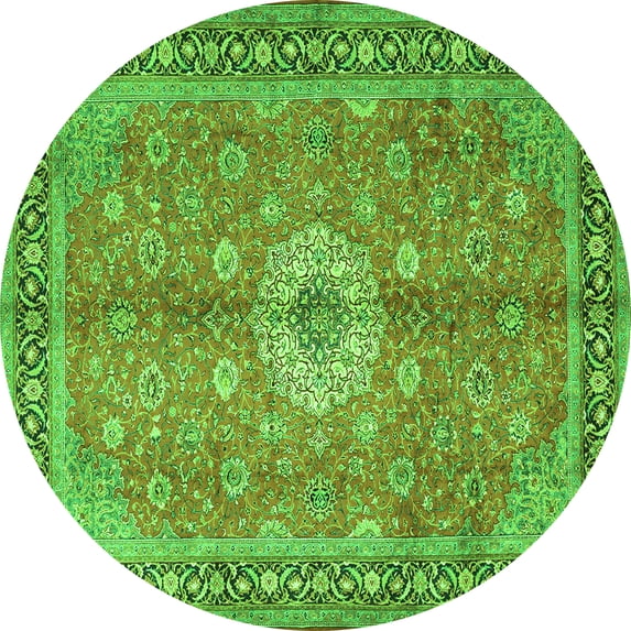 Ahgly Company Indoor Round Persian Green Traditional Area Rugs, 4' Round