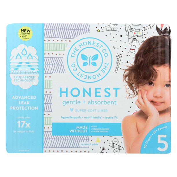 The Honest Company Club Box Diapers Size 5 Teal Tribal And Space Travel 50 Count Walmart Com Walmart Com