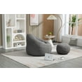 thumbnail image 3 of Round Bean Bag Chair with Ottoman, High Pressure Foam Lazy Sofa Chair with Footstool, Ultra Soft BeanBag Chair with Memory Sponge Filler, Floor Lounge Chair for Living Room, Bedroom, Gray, 3 of 9