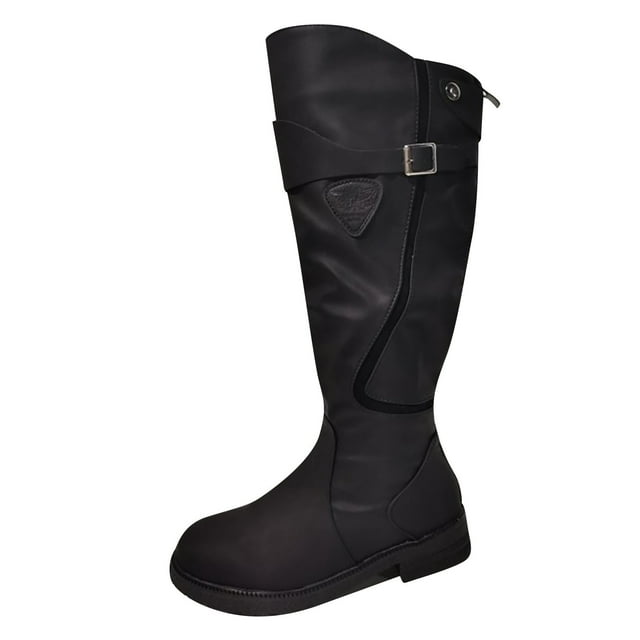 CEHVOM Women Cowboy Riding Boots Casual Warm Middle Heels Middle Tube Boots Shoes