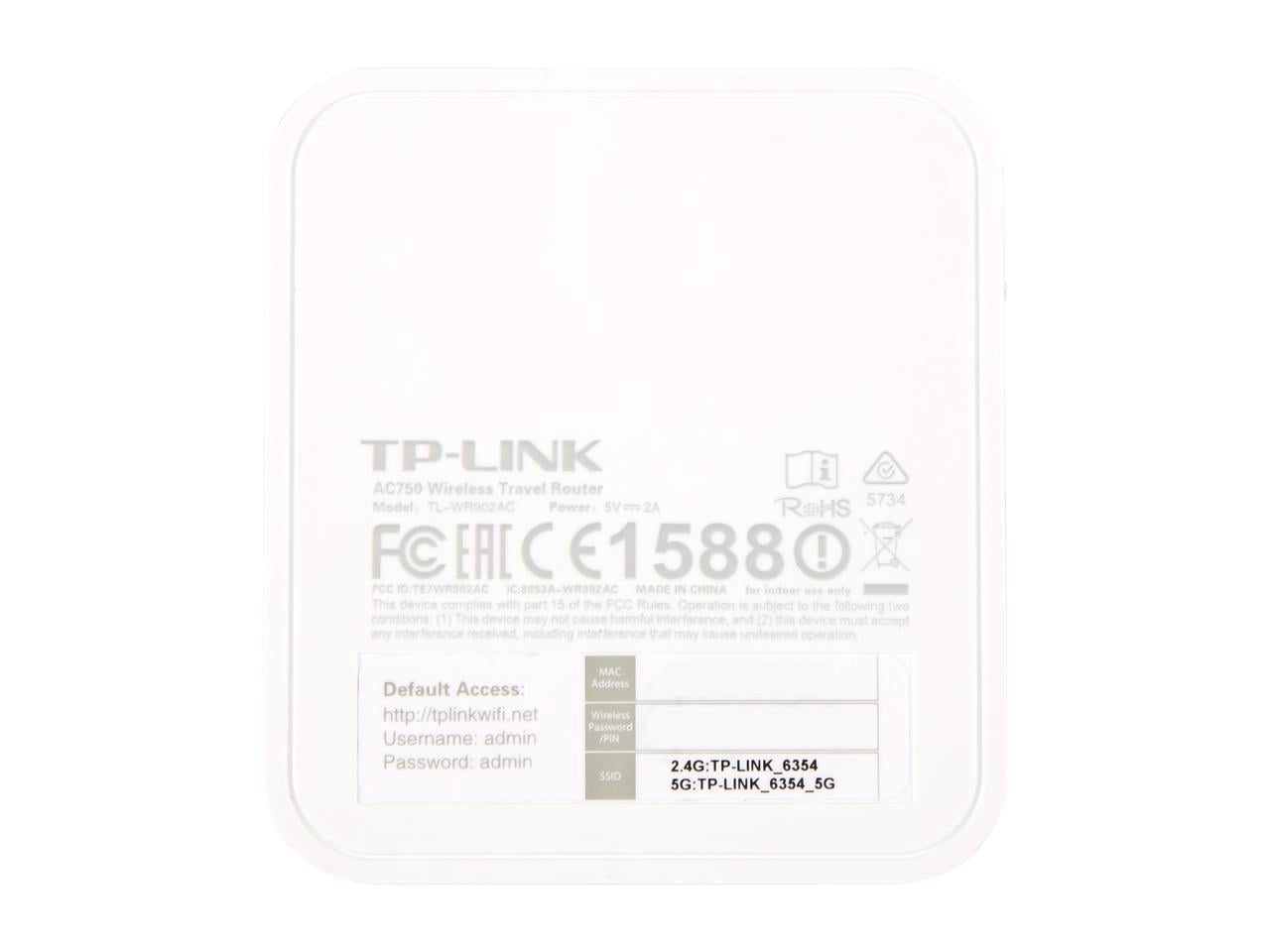 TP-Link AC750 Portable Travel Wireless Wi-Fi Router (TL-WR902AC)