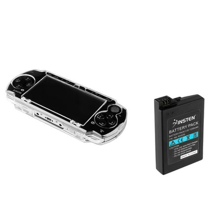 Insten Clear Crystal Hard Cover Case + Replacement Battery for SONY PSP 3000 2000 (2-in-1 Accessory