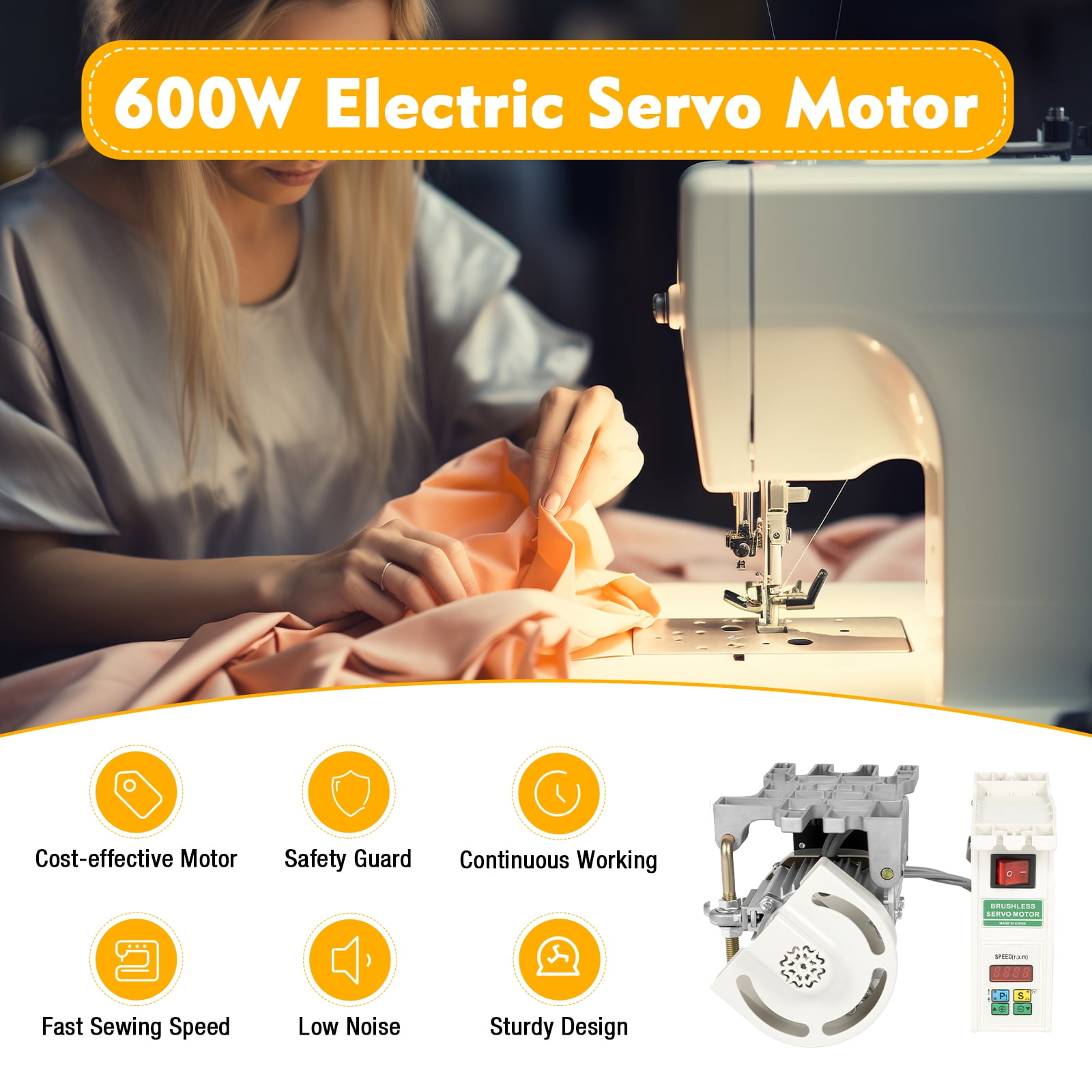 YIYIBUYS 600W Electric Brushless Sewing Machine Servo Motor Low Noise Industrial Sewing Machine Brushless Split Motor, 100 Stitches/min