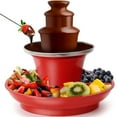 thumbnail image 6 of Leyeet 3-Tier Mini Chocolate Fountain Machine 10 Bamboo Skewers Removable Serving Tray 16-Ounce Chocolate Fondue Fountain for Party Birthday Wedding Chocolate Nacho Cheese BBQ Sauce Liqueurs (Red), 6 of 8