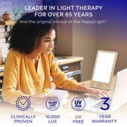 Verilux HappyLight Luxe - Light Therapy Lamp with 10,000 Lux, UV-Free, LED Bright White Light with Adjustable Brightness, Color, Countdown Timer, Stand - Boost Mood, Sleep, Focus (Champagne Gold)