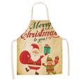 thumbnail image 1 of 1PC (5) Cotton Linen Santa Claus Apron for Adults and Kids - Printed - Unisex Kitchen Apron - for Dinner, Party, Cooking, 1 of 4