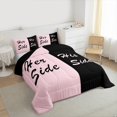 thumbnail image 3 of Homewish Romantic Valentine Bedding Comforter Set for Couple, Black Pink Splicing Twin Comforter Sets, Modern Simple Theme Reversible Bedding Set, Microfiber Bedroom Decor, 2pcs, 3 of 8