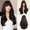 Black, variant on Ladies Natural Long Blonde Curly Hair Blonde Chemical Fiber Wig with Bangs