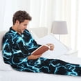 thumbnail image 6 of Honeii Lightning Pattern Mens Pajamas Set,2pcs Men's Lounge Long Sleeve Sleep Shirt and Pajama Bottoms Sleepwear Set,Mens Pjs Sets-Large, 6 of 7