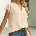 thumbnail image 5 of LYXSSBYX Womens Tops Women Loose Casual Short Sleeve V-Neck Solid Casual Blouse T-shirt Tunic Tops, 5 of 9