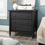 (2 pack) My Texas House Monroe 3-Drawer Nightstand with USB, Raven Black Oak