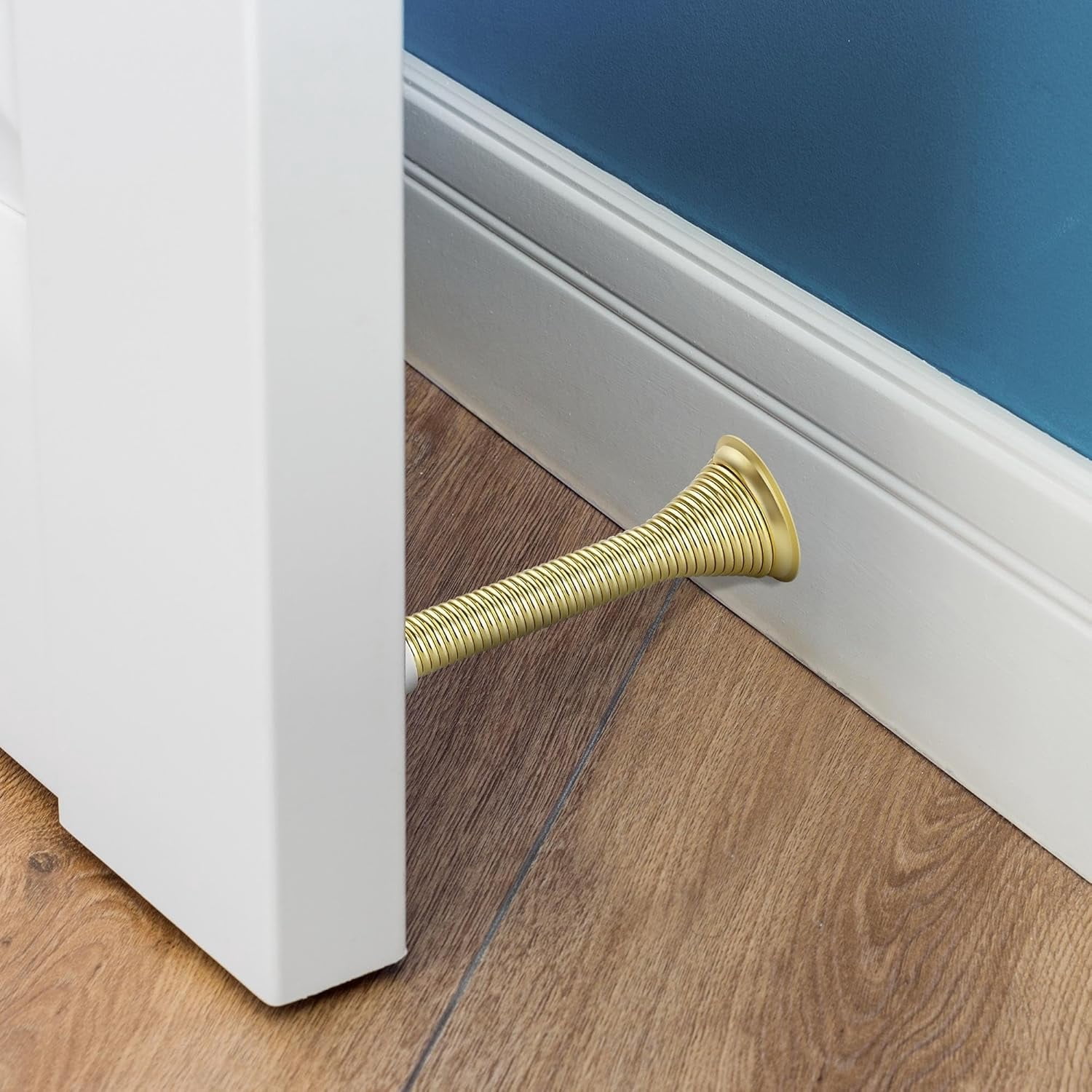 Door Stoppers, 36 Pack Gold Spring Door Stops with Rubber Bumper, Door Stoppers for Bottom of Door