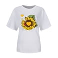 thumbnail image 4 of USSUMA Plus Womens Tops Dressy Casual Crewneck Short Sleeve Women's Shirts and Blouses Sunflower Print T-Shirts for Women Trendy Comfy Graphic Tees Teenager Basic Tunic Top Summer Beach, 4 of 4