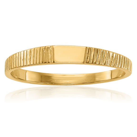 14K Solid Yellow Gold Ridged Ring