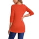 thumbnail image 3 of INSPIRAR CHIC Blusas de Mujer Cuello Redondo de Manga 3/4 con Botones Decorativos y Dobladillo Irregular Estilo Casual XS Naranja, 3 of 6