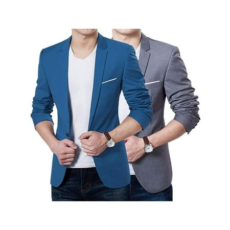 Buttoned Blazer - Fashion Men Slim Fit Formal One Button Suit Business Blazer Coat Jacket Tops