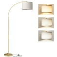 thumbnail image 3 of SUNMORY Arc Floor Lamp with Foot Switch, 3 Color Temperature, 9w A19 LED Bulb included, 75″Height Tall Lamp with Hanging Drum Shade, Arched Standing Lamp for Bedroom, Living Room, Office(Gold), 3 of 8