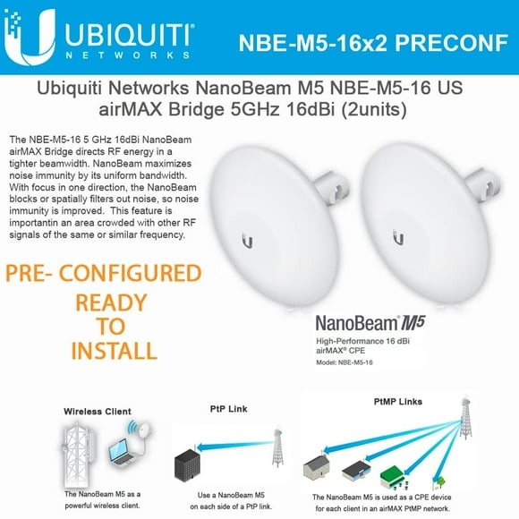 Ubiquiti Networks NBE-M5-16 5GHz NanoBeam M5 16dBi Wireless Access Point Kit