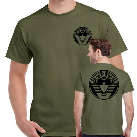 Stargate SG-1 Logo Double Sided Military Green Adult Shirt-XXXXXL