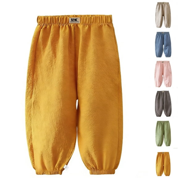 LIBRCLO Girls Boys Pants Size 2-3Y Mosquito-Repellent Elastic Bottom Summer Pants Casual Breathable Lightweight Kids Clothes
