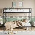 thumbnail image 4 of Twin Over Twin Metal Bunk Bed - Heavy Duty, Shelf & Slatted Support, No Box Spring (Black) - Safe with 2 Ladders & Full Length Guard Rail, 4 of 9