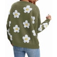 thumbnail image 3 of Women'S Floral Print Cardigan Long Sleeve Open Front Button Down V Neck Knitted Sweaters Green M, 3 of 7