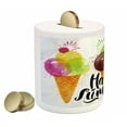 thumbnail image 2 of Food Piggy Bank, Print of Ice Cream Cones and Fruit Milk Dessert Composition Work of Art Print, Ceramic Coin Bank Money Box for Cash Saving, 3.6" X 3.2", Multicolor, by Ambesonne, 2 of 4
