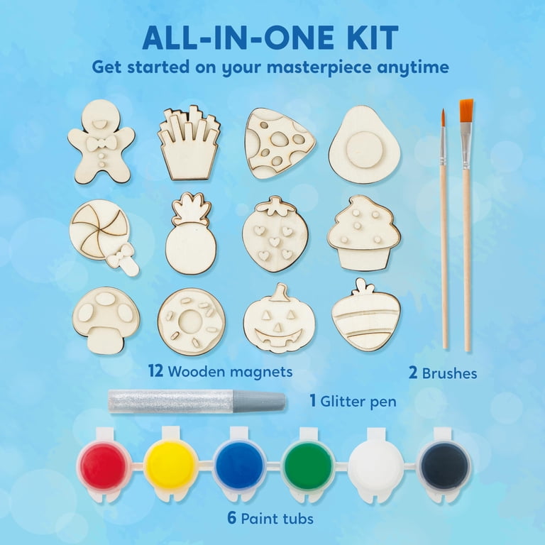 Joyfy 12-Piece Paint Your Own Wooden Food Magnets photo 3